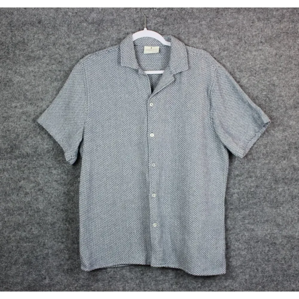 Larsson & Co Premium Men's Textured Herringbone Weave Shirt Blue‎ Size XL